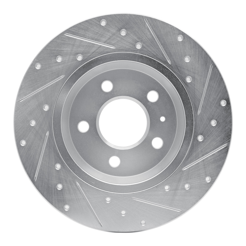Audi Q5 Brake Rotor (1) - Rear Left - R1 Concepts - Drilled & Slotted - Silver - `08-`25